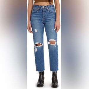 Levi's Blue Distressed Ankle Jeans